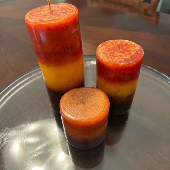 Warm Fall Colored Candle trio. SUPER FAST SHIPPING - Picture 3 of 10
